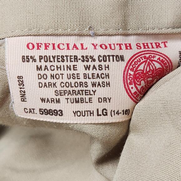 Boy Scouts of America Shirt Youth Large Tan Uniform Patches BSA Made in USA - Picture 8 of 9